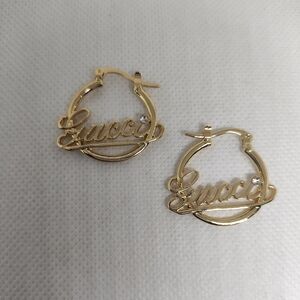 Fashion Gold Logo Hoop Earrings